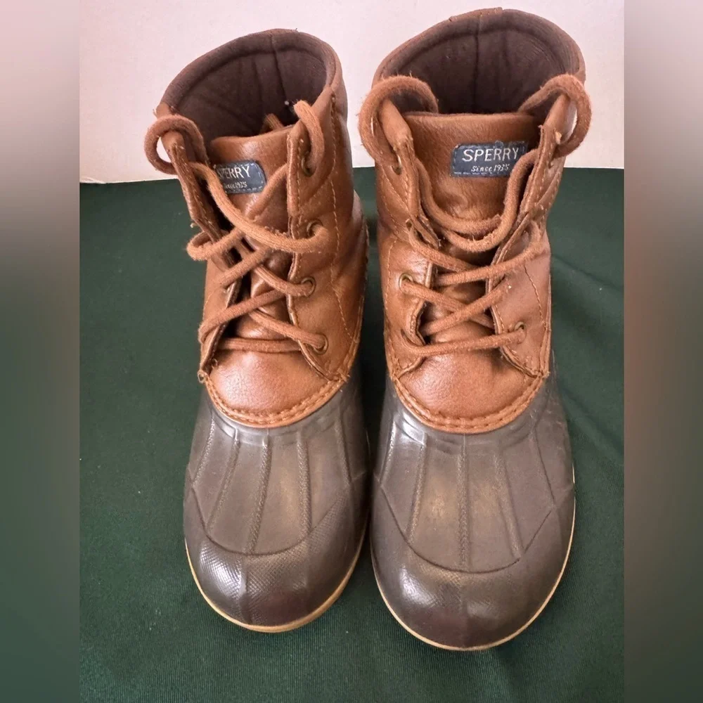 Brown and Dark Gray Sperry’s Size 1